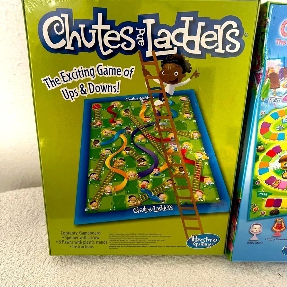 Bundle of (2) Board Games Chutes and Ladders and Candy Land Hasbro Ages 3+ New